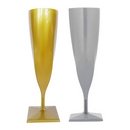 Flûtes à champagne plastique or et argent x 4