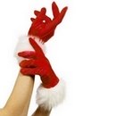 Gants rouge avec fourrure blanche mère Noël femme