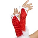Gants rouge à fourrure blanche femme Noël