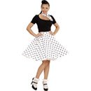 Jupe et foulard blancs à pois années 50 femme