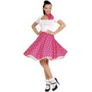 Jupe et foulard roses à pois années 50 femme