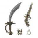 Kit de pirate - Sabre, pistolet, insigne et boucle d'oreilles Enfant