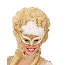 Loup baroque avec plumettes blanches femme