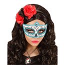 Loup coloré bleu pailletté adulte Dia de los muertos