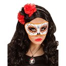 Loup coloré orange pailletté adulte Dia de los muertos