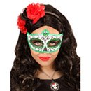 Loup coloré vert pailletté adulte Dia de los muertos