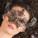 Loup métallique noir perles noires adulte