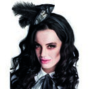 Mini tricorne pirate avec plumes noires femme