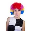 Perruque afro multicolore clown adulte