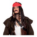 Perruque pirate avec bandana rouge homme