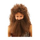 Perruque et barbe des cavernes marron homme