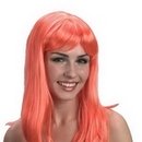 Perruque longue orange femme