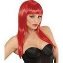 Perruque longue rouge à frange femme