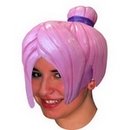 Perruque manga rose coiffure chignon en latex adulte femme