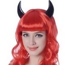 Perruque mi-longue rouge diable femme