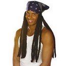 Perruque rasta noire et bandana bleu adulte