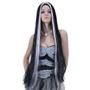Perruque très longue noire et blanche femme - 90cm
