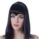 Perruque vampire longue noire avec frange femme