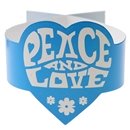 6 Ronds de serviette turquoise Hippie Peace and Love