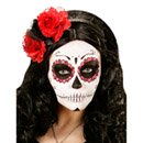 Serre tête fleurs rouges et noires femme Dia de los muertos