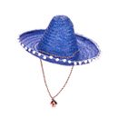 Sombrero bleu à bordure pompons adulte