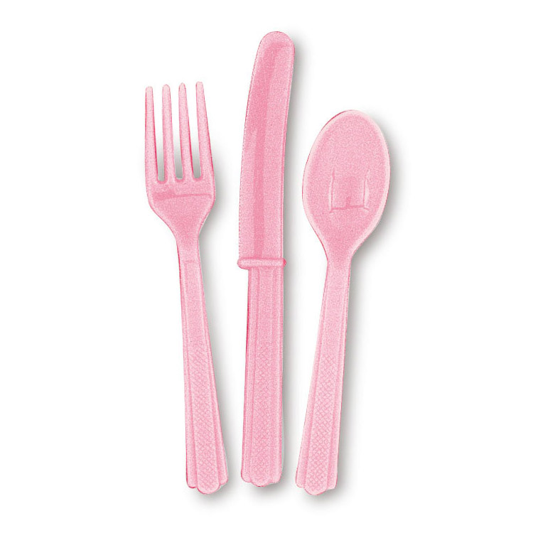 Couverts Ikea Rose 18 couverts rose clair en plastique